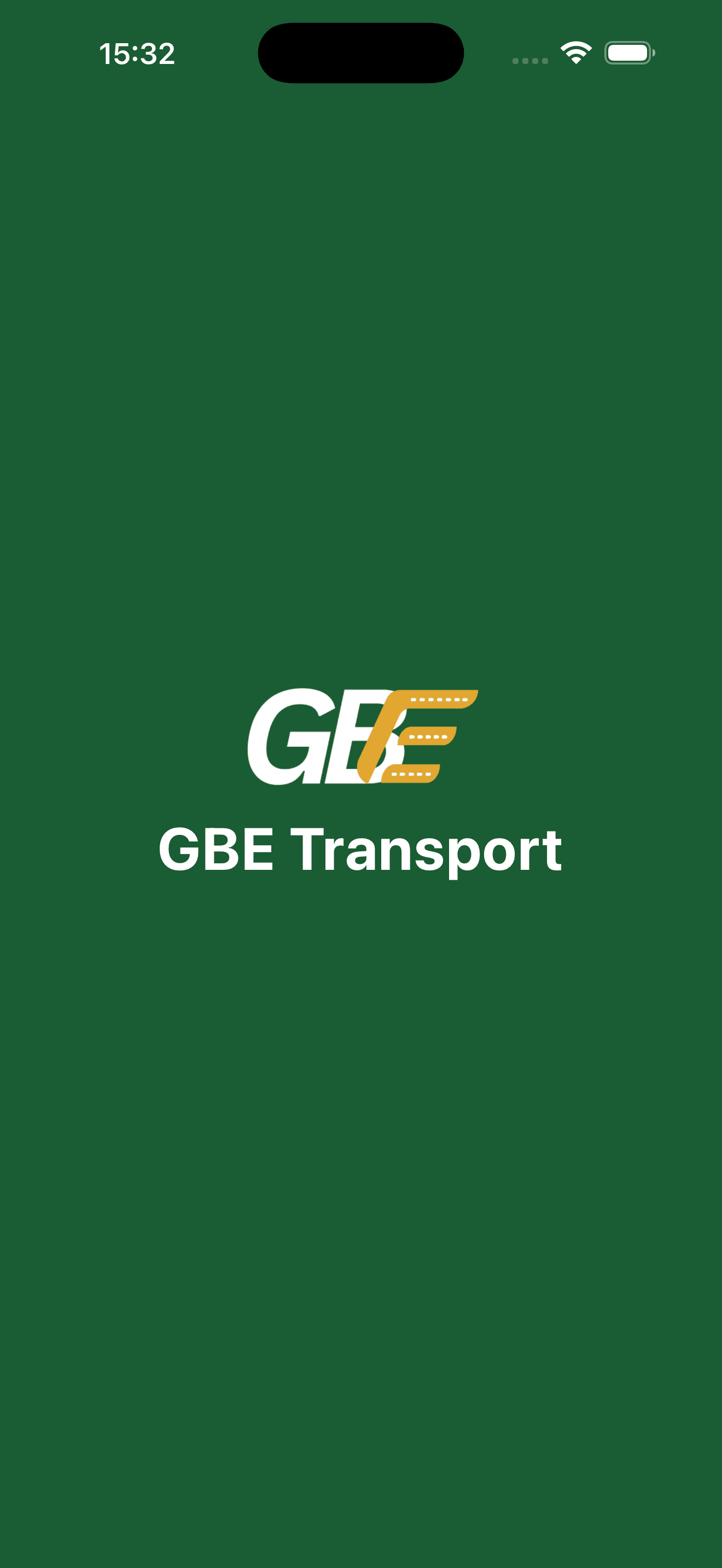 GBE Transport app sign in screen
